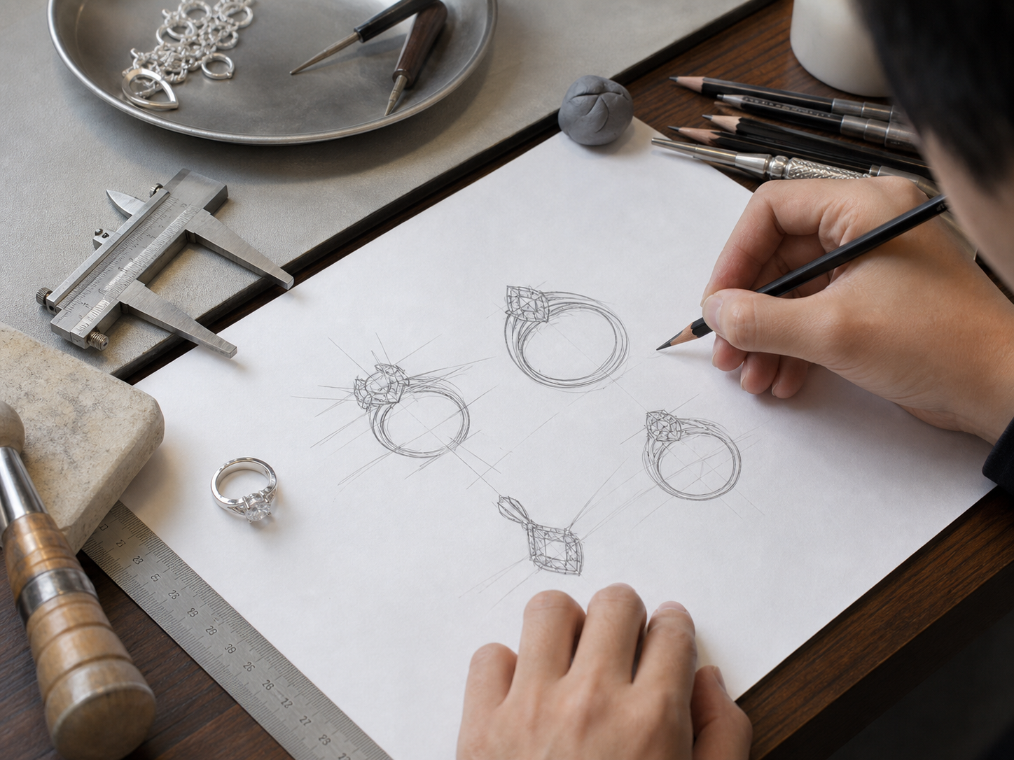 Hand Sketch jewelry production step