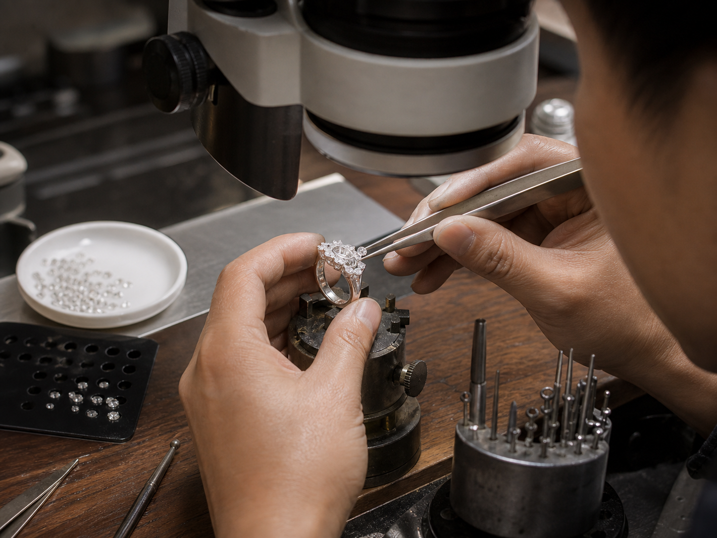 Stone Setting jewelry production step